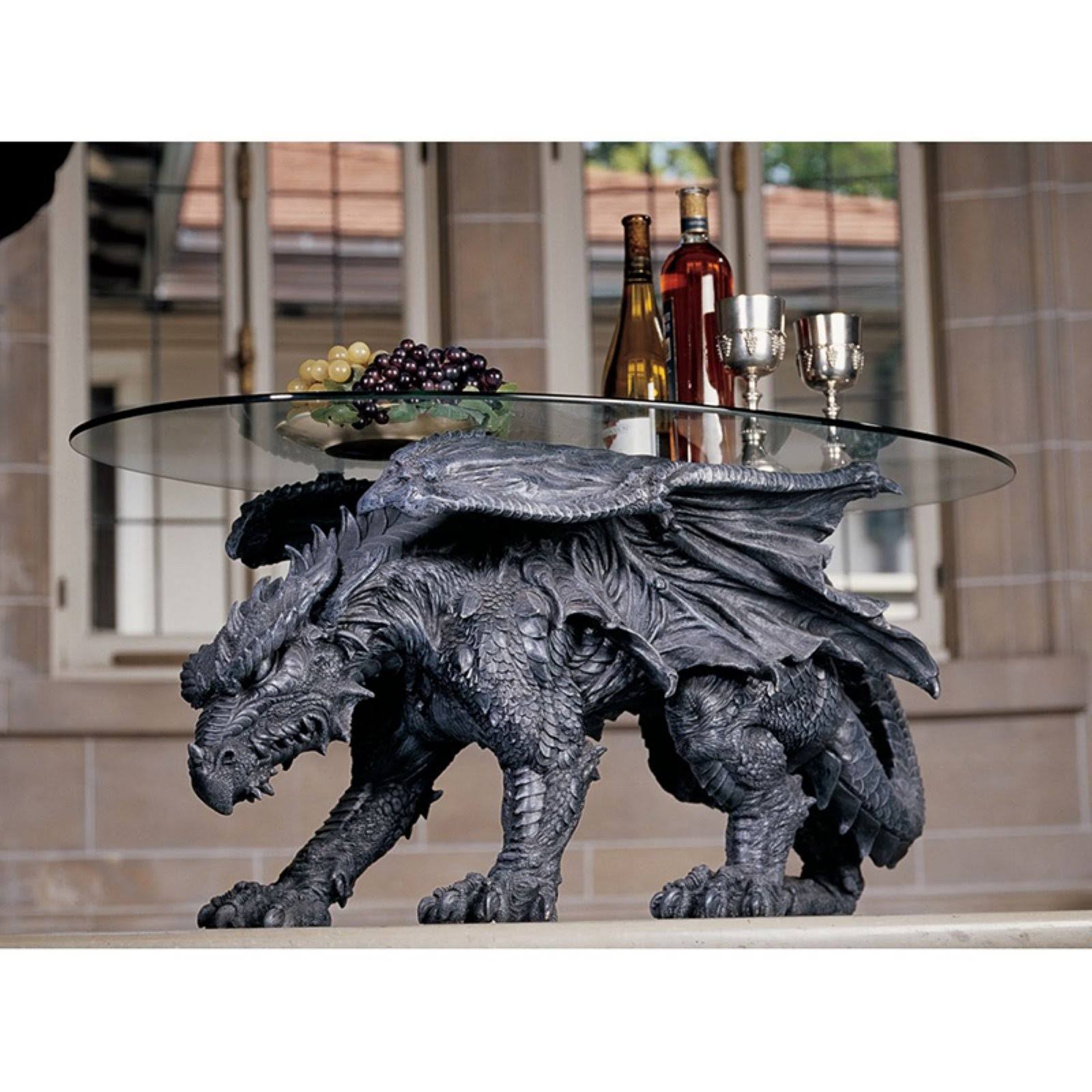 Design Toscano CL3039 Warwickshire Dragon Glass-Topped Coffee Table