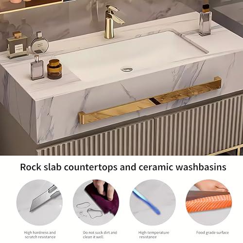 Bathroom Vanity - Bathroom Vanity with Sink, Bathroom Vanities Set includes Smart Led Fog Removal Lights & Mirror Side Cabinet (48")