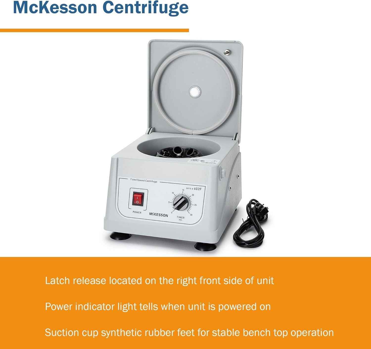 McKesson Centrifuge Machine for Laboratory Clinical Use, Fixed Speed at 3400 RPM - 6 Place Fixed Angled Rotor, 1 Count