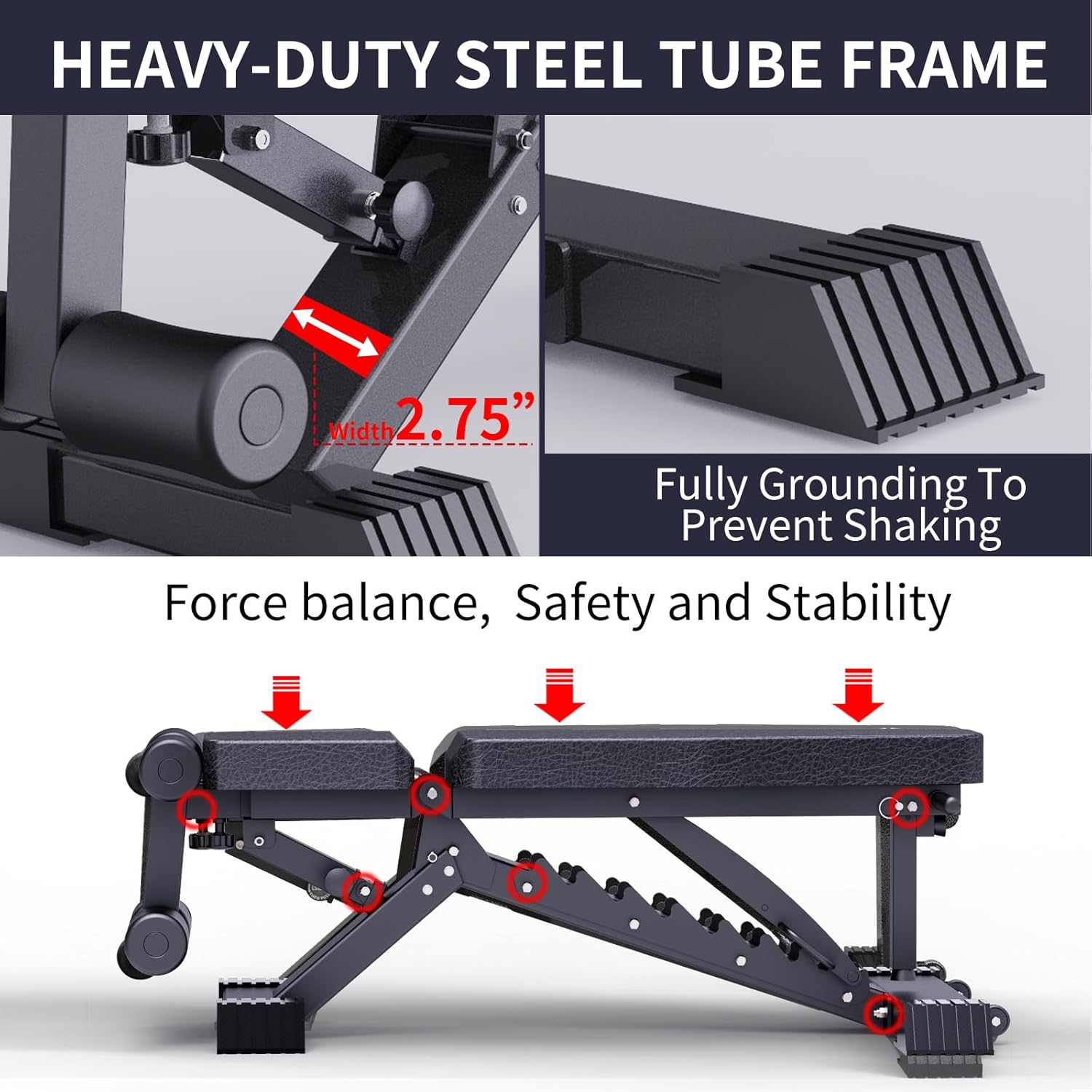 K KINGKANG Adjustable Weight Bench, 1100 LB Weight Capacity Heavy-duty Workout Bench, Extended Head, and Neck Protection Design, Foldable Flat/Incline/Decline Exercise Multi-Purpose Bench for Home Gym