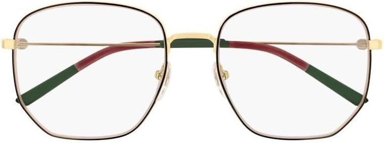 Gucci Octagonal Eyeglasses GG0396O 001 Gold/Black/Green/Red 56mm 396