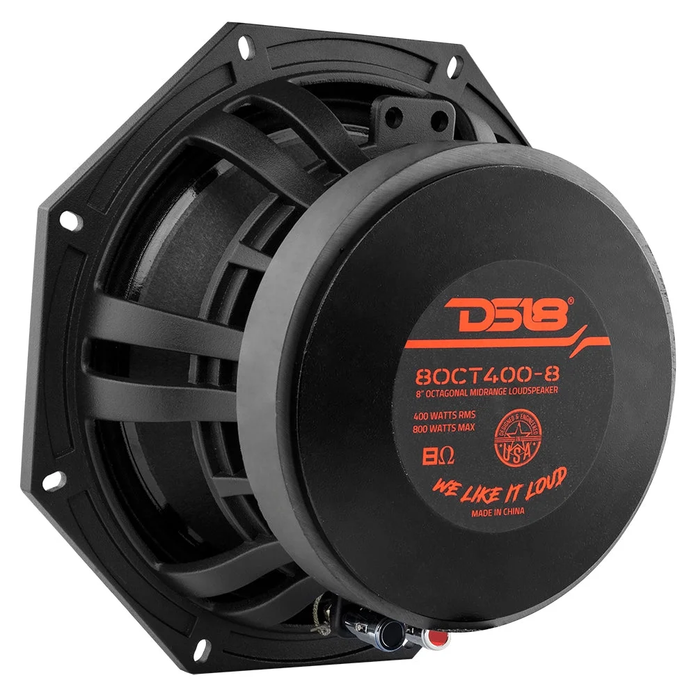 DS18 8" Midrange Octagon Loudspeaker 8 Ohm 800W Black Car Audio 8OCT400-8
