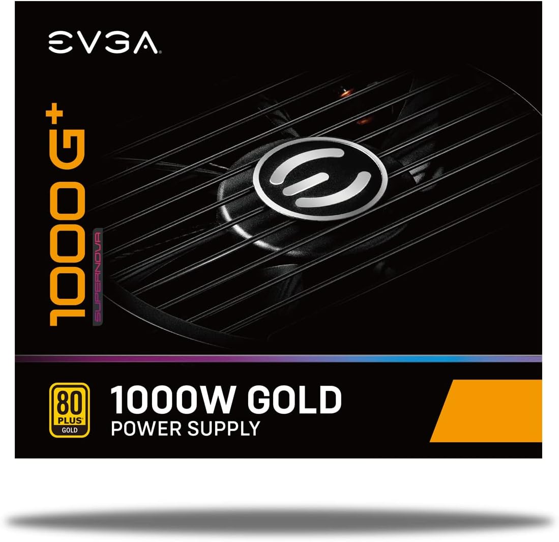 EVGA SuperNOVA 1000 G+, 80 Plus Gold 1000W, Fully Modular, FDB Fan, 10 Year Warranty, Includes Power ON Self Tester, Power Supply 120-GP-1000-X1,Black