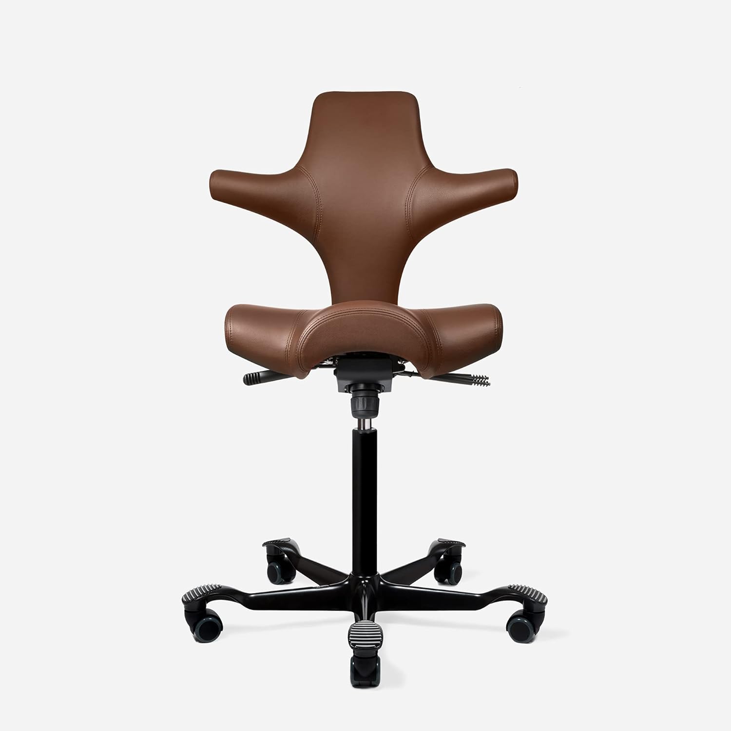 HAG Capisco Adjustable Standing Desk Chair - Silver Frame - PVC-Free Vinyl Onyx Black Seat