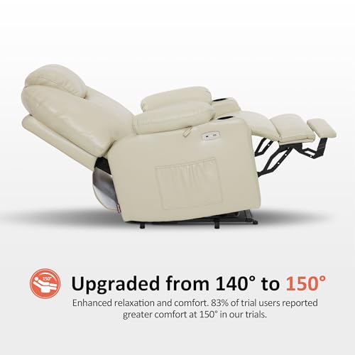 MCombo Power Lift Recliner Chair for Elderly, Lift Chair with Heat and Massage, FSC Certified, USB Ports, Cup Holders, Faux Leather 7040 (Black, Medium)
