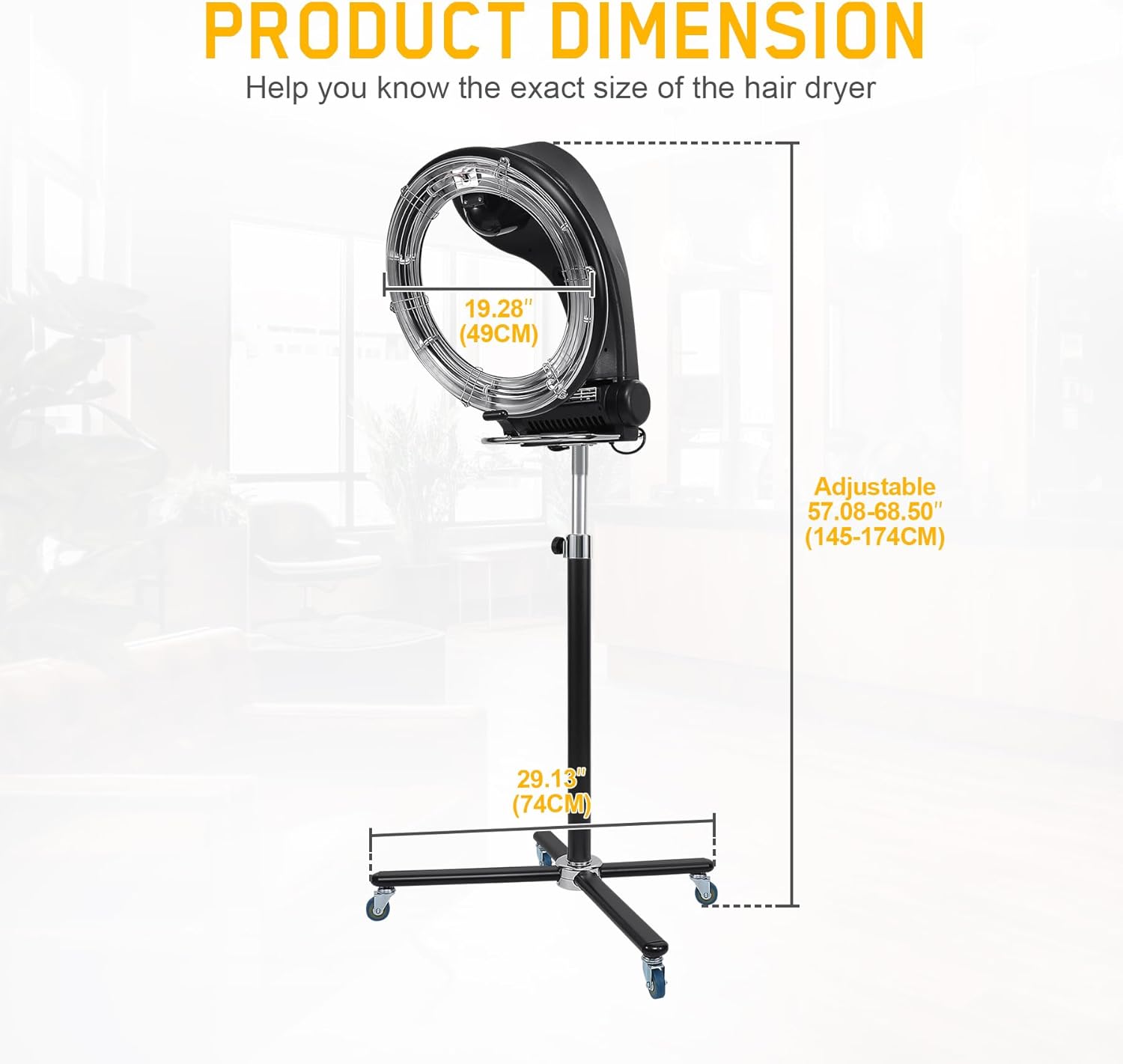 Samger 3 in 1 Professional Orbiting Hair Dryer Hair Color Processor, 110V 950W Adjustable Height Standing Salon Hair Dryers on Wheels Spa Drying Perming Machine Black