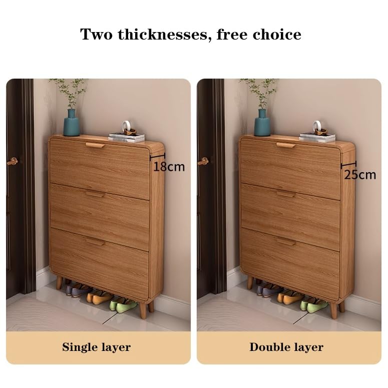 Shoe Racks/Shoe Shelf Organizer Shoe Cabinet, Wood Shoe Storage Cabinet with 3 Flip Drawers, Modern Slim Wooden Shoe Organizer Rack for Entryway Living Room Bedroom Shoe Rack for Entryway(50x18x120CM)