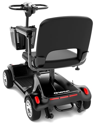 Folding Mobility Scooter for Seniors 4 Wheel Scooter for Adults Electric Medical Scooter Compact for Travel - Electric Powered Wheelchair Device - Compact Heavy Duty Mobile (red)