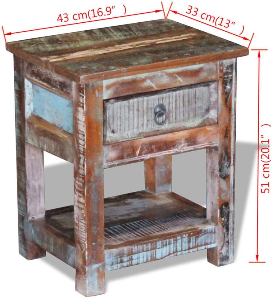 Side Table with 1 Drawer,Buffet Cabinet,Accent Cabinet,Sideboard,Freestanding Storage Cabinet,Coffee Table,End Table,for Bedroom,Living Room,Dining Room,Hallway,Solid Reclaimed Wood 17"x13"x20"
