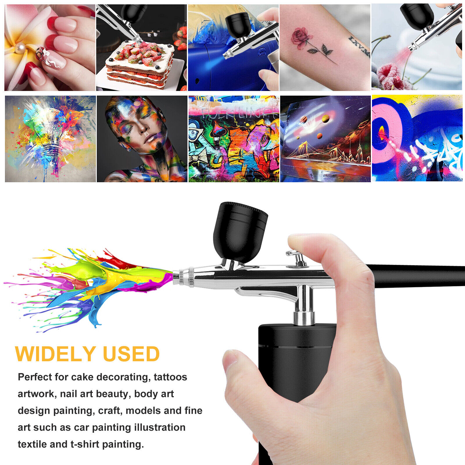 Mini Airbrush Compressor Kit Spray Gun Air Brush Nail Art Tattoo Paint Tool Set