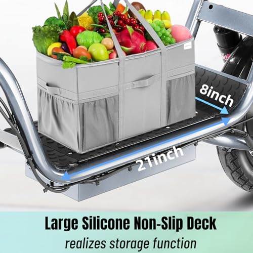 Caroma Peak 500W/800W/1200W Electric Scooter with Seat, Max 15/20/30Miles Range&20MPH, 14" Tires Foldable Adult Electric Scooter with Basket for Pets & Cargo, Dual Shock Absorbing Ebike for Commuting