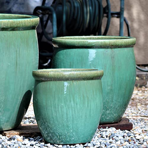 Large NO Decor Planter Falling blue - Set of 4 (22.5",17.5",14.0",11.5"-Inch),large Indoor Outdoor ceramic Plants,Hand-Crafted,All-Weather Durable large garden pot with Perfect Drainage