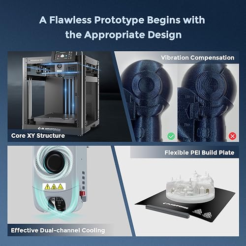FLASHFORGE AD5M 3D Printer Fully Auto Calibration Print with 1-Click Max 600mm/s Speed, All-Metal CoreXY Structure Precise Printing, Easy-Maintenance Quick-Swap Nozzle, Print Size 220x220x220mm