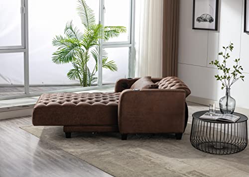 Indoor Oversized Chaise Lounger, Chaise Indoor Convertible Bed with Wireless Charging, Modern Indoor Polyester Upholstered Sofa Recliner Lounge Chair, Chaise Sofa Bed (Dark Grey)