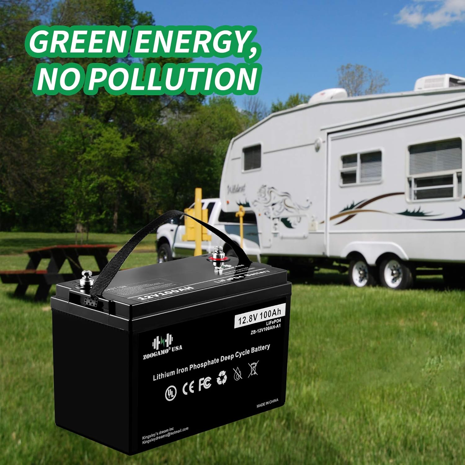 ZOOGAMO 12V 300Ah Lithium LiFePO4 Deep Cycle Rechargeable Battery with Built-in BMS, 3000+ Cycles & 10-Year Lifetime, Perfect for RV, Solar, Marine, Overland, Off-Grid Applications (12V-300AH)