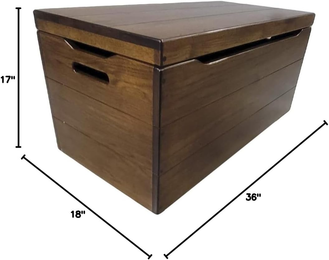 36” Wooden Storage Chest – Handmade Amish Hope Chest – Storage Trunk w/Anti-Slam Hinges – Solid Wooden Chest w/Handles – Clothing, Keepsake & Blanket Chest (Rustic Hickory Wood, Asbury Stain, 36”)