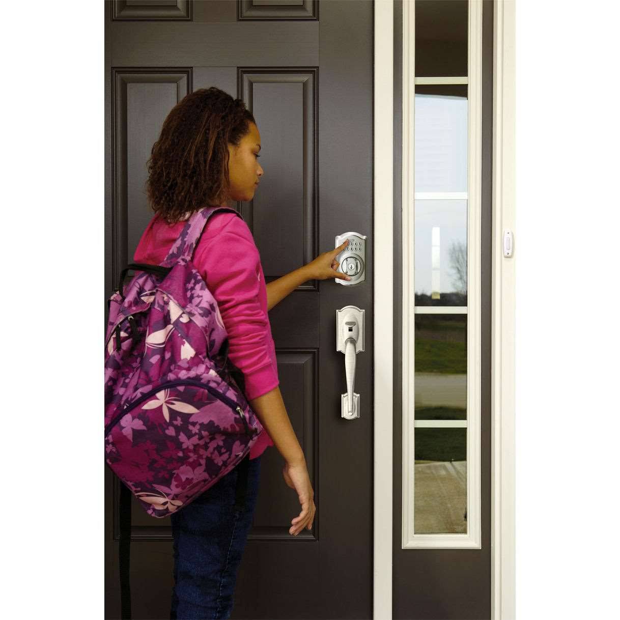 Schlage Camelot Keypad Electronic Deadbolt Nexia Satin Nickel