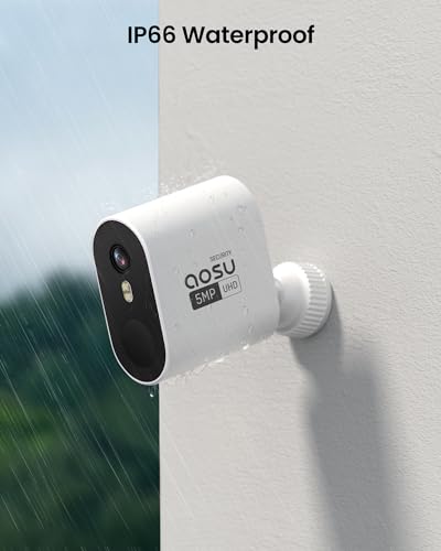 AOSU Security Cameras Wireless Outdoor, 5MP Ultra HD Wireless Security Camera System, 2 camera kit with 166° Wide Angle, 240-Day Battery Life,Spotlight Camera, 32G Local Storage, No Monthly Fee