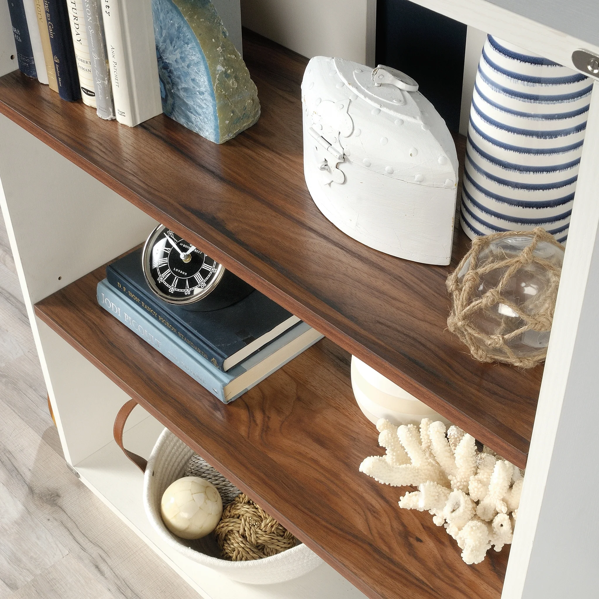 Sauder Vista Key Engineered Wood 3-Shelf Bookcase in Pearl Oak