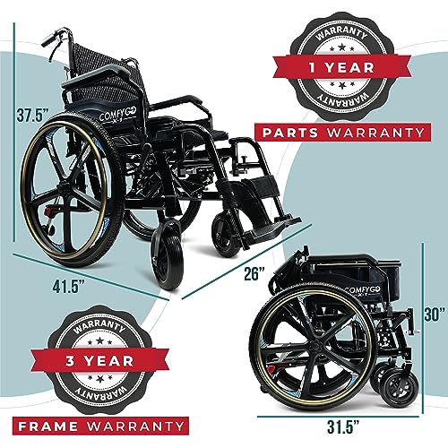 Lightweight Foldable Self Propelled Wheelchair - Self-Propelled Transfer Wheelchairs,17.5" Seat Width, Special Edition, Black