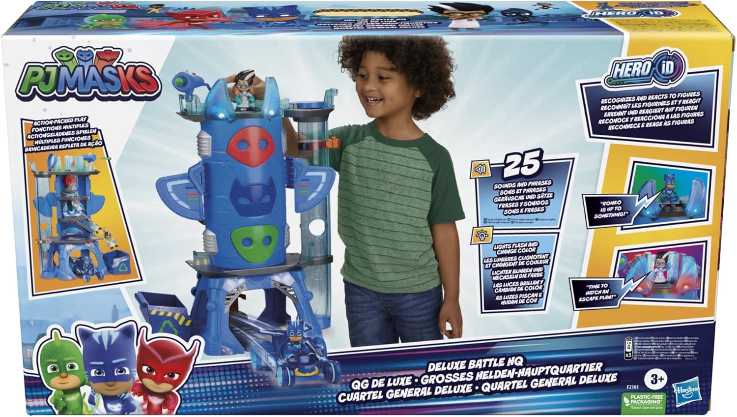 PJ Masks Deluxe Battle HQ Preschool Toy, Headquarters Playset with 2 Action Figures, Cat-Car Vehicle, and More for Kids Ages 3 and Up Pack of 2