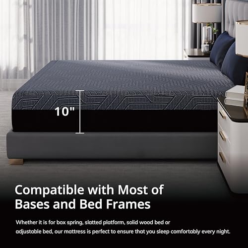 EGOHOME 14 Inch King Size Memory Foam Mattress for Back Pain, Cooling Copper Gel Bed in a Box, Foam Made in USA, CertiPUR-US Certified, Therapeutic Medium Firm, 76x80x14 Black