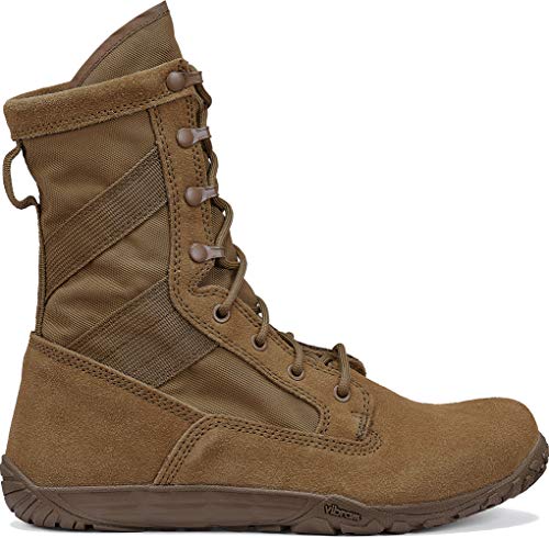 Tactical Research Mini-Mil TR105 8" Tactical Boots for Men - Minimalist Army/Air Force OCP ACU Coyote Brown Leather with Low Drop and Slip-Resistant Vibram Tarsus Outsole