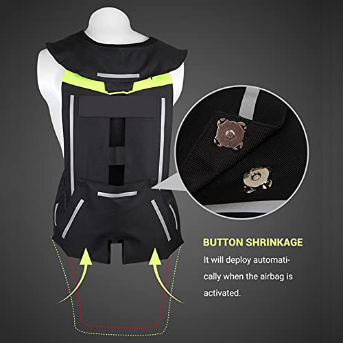 YXYECEIPENO Motorcycle Airbag Vest Lightweight Reflective Riding Vest with Tail, Neck Airbag for Bicycles