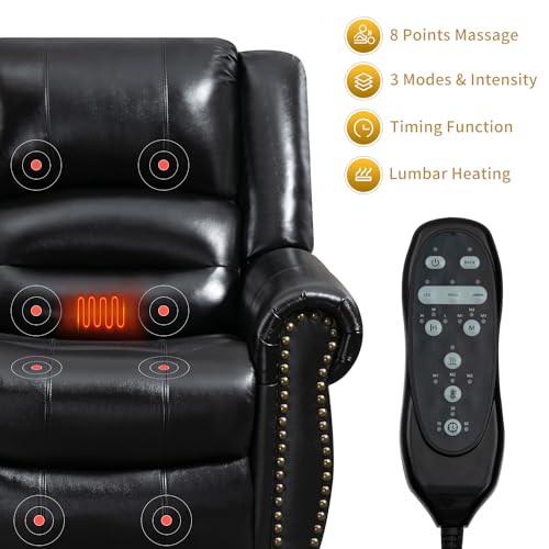 Dual Motor Power Lift Chair, Lay Flat Recliner Chair, Electric Recliner with Massage and Heat for Elderly, Remote Control, Infinite Position, Standing Assistance, USB Ports, Faux Leather, Brown