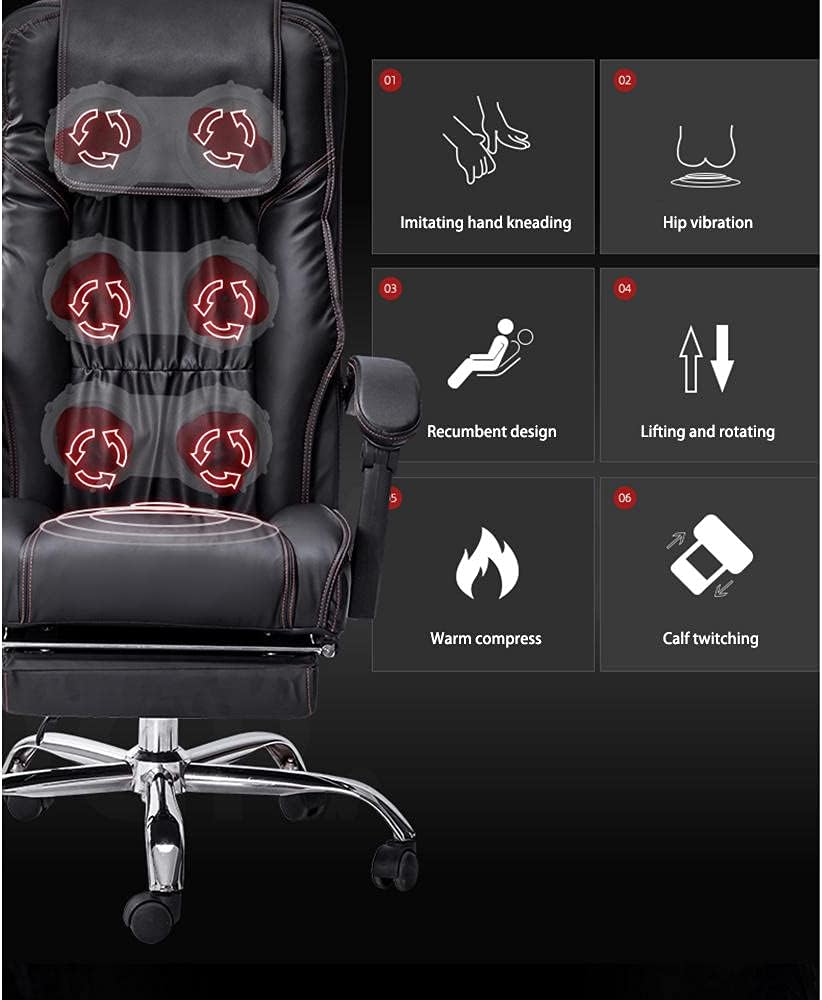 Executive Office Massage Chair,Ergonomic Heated 6 Point Vibrating Swivel Computer Chair, for Office and Home-Black