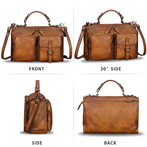 Genuine Leather Purses and Handbags for Women Vintage Leather Messenger Bag Shoulder Bag Satchel Purses with Strap