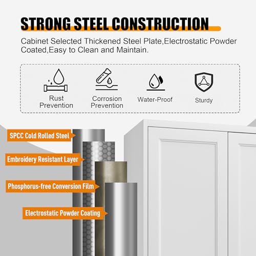 71" Tall Metal Storage Cabinet, Kitchen Pantry Storage Cabinets with Doors and 4 Shelves, White Pantry Cabinet, Utility Kitchen Cupboard, Large Steel Cabinets for Dining Room, Office, Living Room
