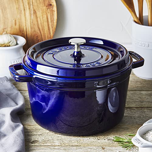 STAUB Cast Iron Dutch Oven 4-qt Round Cocotte, Made in France, Serves 3-4, Matte Black