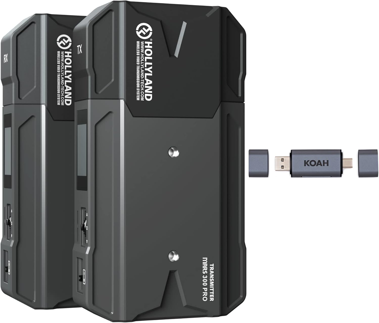 Hollyland Mars 300 Pro HDMI Wireless Video Transmission System Bundle with Koah PRO 2-in-1 OTG Dual Slot SD Card Reader