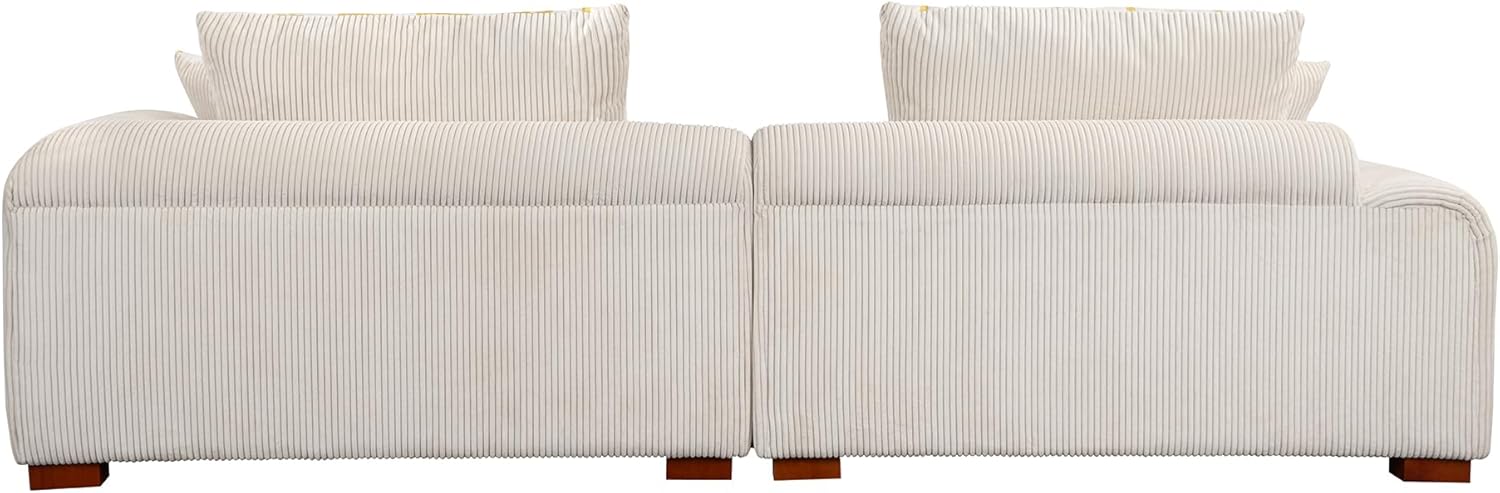 Oversized 4 Seaters Corduroy Upholstery Modular Cloud Sectional Sofa Couch,Modern Living Room Deep Seat Upholstered TV Sofa&Couch with 4PCS Pillows and Rubber Wood Legs for Home Apartment