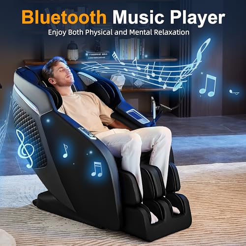 Massage Chair Full Body, SL-Track Zero Gravity Shiatsu Massage Chair Built-in AI Voice Control, Heat System, Airbag Massage, with Body Scan, Heated, Calfrest Extension for Home, Office Use - Black