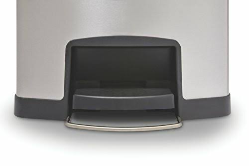 Rubbermaid Commercial Slim Jim Stainless Steel Step-On Container w/Dual Liner, Front Step, 8 gal, Blk