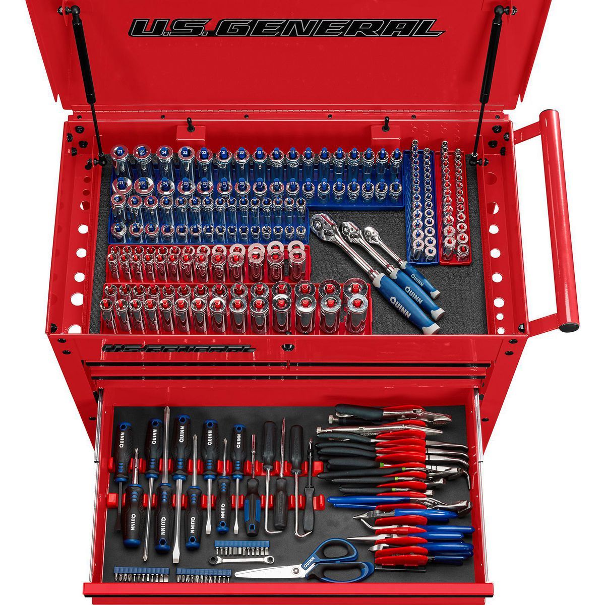 U.S. GENERAL 30 in., 4-Drawer Tech Cart, Red