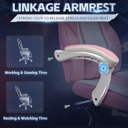 Gaming Chairs for Adults, Computer Chair with Footrest and Ergonomic High Back, Big and Tall Gamer Chairs with Massage Lumbar Support, 360° Swivel Height Adjustable, Blue