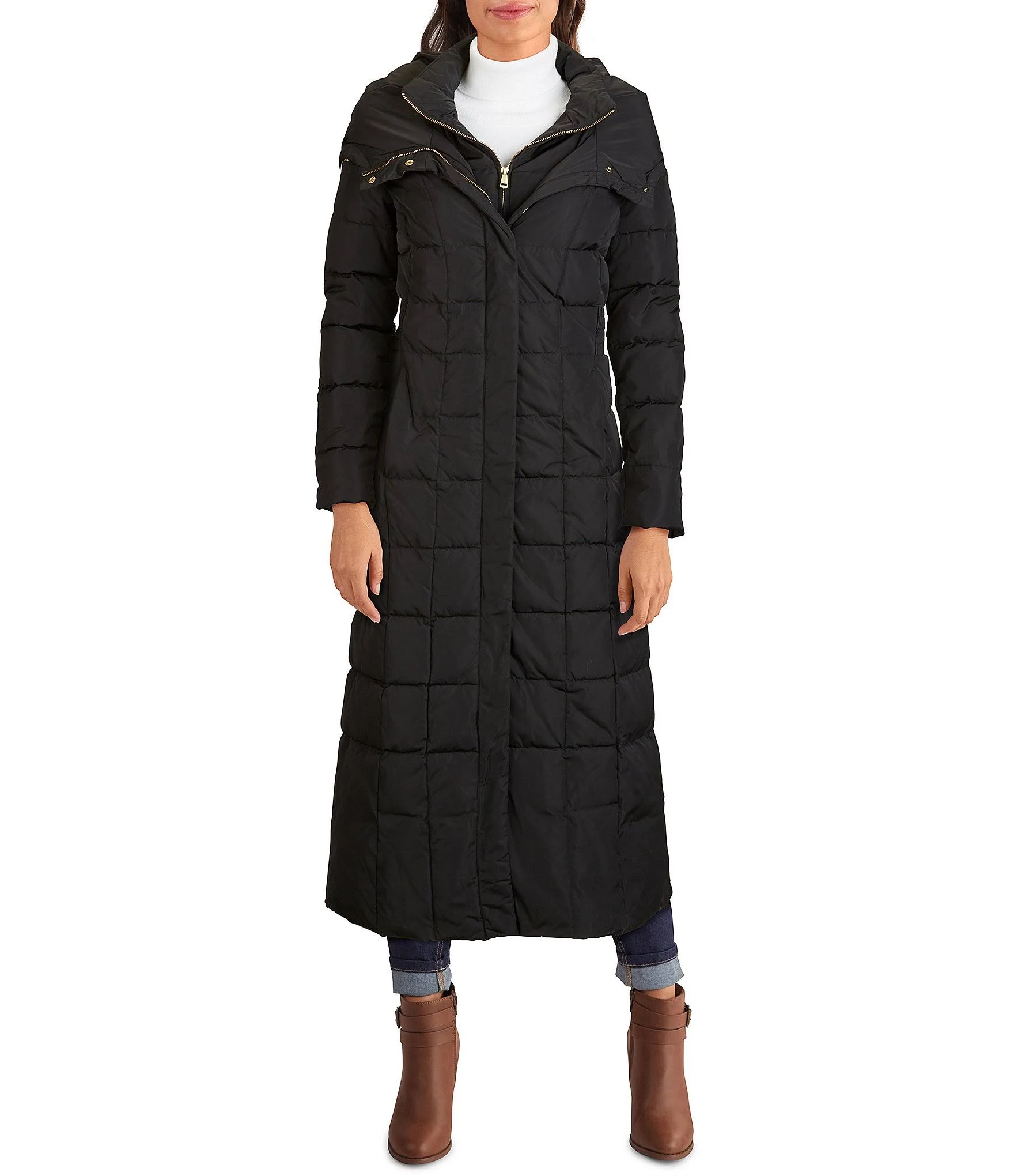Cole Haan Hooded Down Maxi Puffer Coat - Black