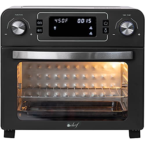 Deco Chef 24 QT Countertop 1700 Watt Toaster Oven with Built-in Air Fryer and Included Rotisserie Assembly, Grill Rack, Frying Basket, and Baking Pan