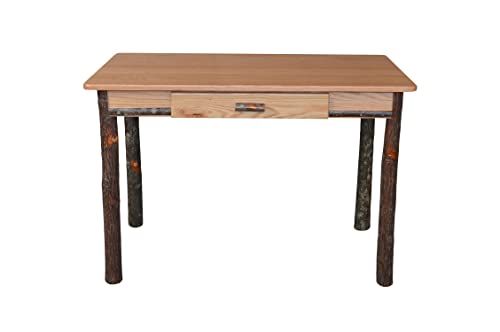 Amish-Made Small Rectangular Walnut-Stained Hickory Writing Desk