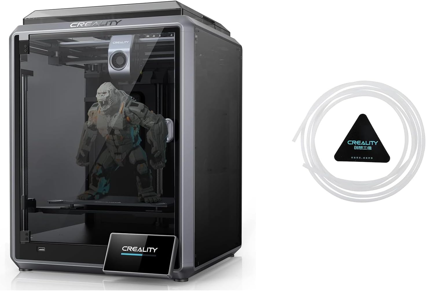 Creality K1 3D Printer 600mm/s Printing Speed 32mm³/s Max Flow Hotend 300°C High-Temperature Nozzle Direct Extruder Auto Leveling Self-Test with One Tap Solve Ringing with Creality K1 XS Series PTFE