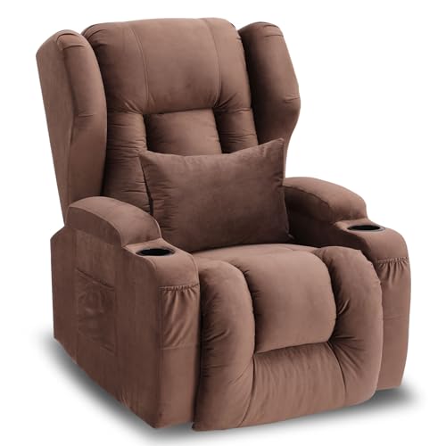Big Lift Chairs Recliners for Elderly with Massage and Heating, Overstuffed Power Lift Recliner Chair, PU Leather Lazy Sofa Chairs for Living Room, 2 Remote Control/USB Port/Cup Holders