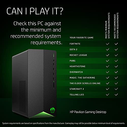 HP Pavilion Gaming Desktop, AMD Radeon RX 5500, AMD Ryzen 5 5600G Processor, 16 GB RAM, 1TB SSD, Windows 11 Home, 9 USB Ports, Keyboard and Mouse Combo, Pre-Built PC Tower, Black