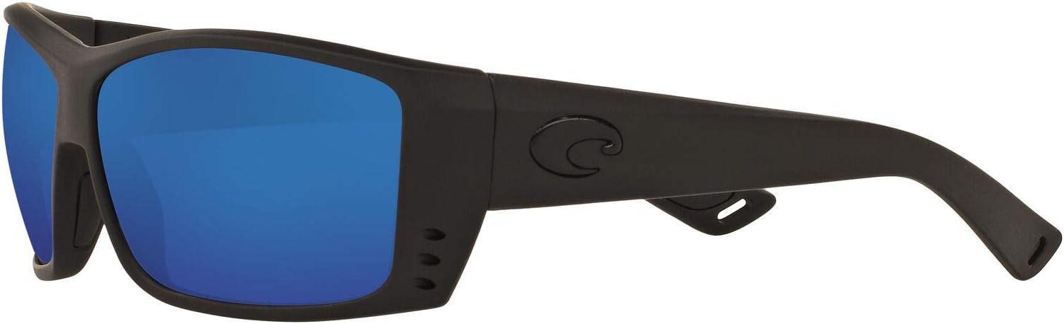 Costa Del Mar Mens Cat Cay Rectangular Sunglasses, Blackout/Grey Blue Mirrored Polarized-580P, 61 mm