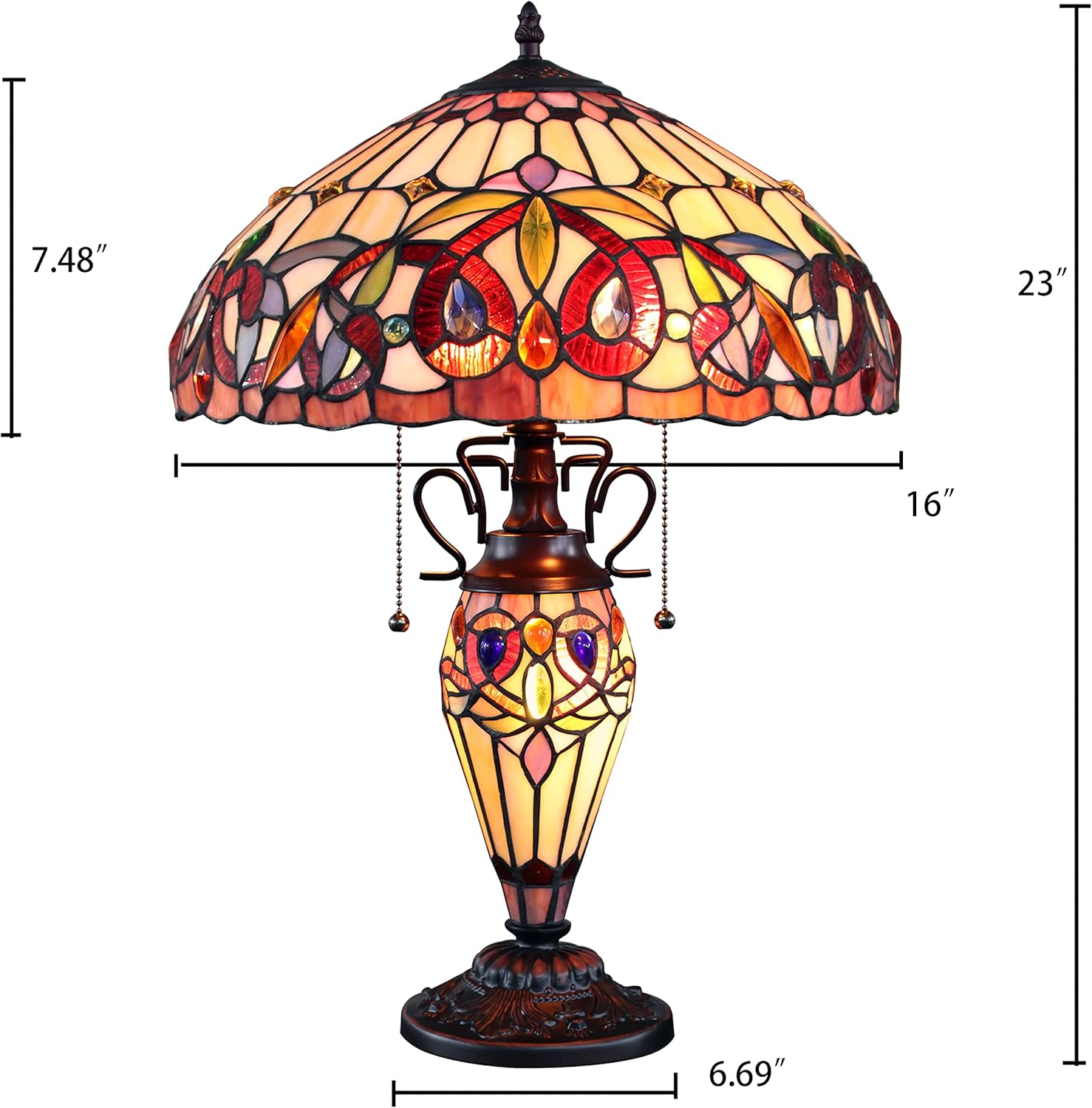 Chloe Lighting SERENITY Tiffany-style Dark Bronze 3 Light Double Lit Table Lamp 16" Shade