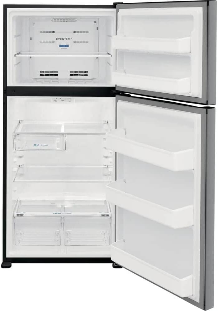 Frigidaire FFHT1835VS 30 Inch Freestanding Top Freezer Refrigerator with 18.3 cu. ft. Total Capacity, 2 Glass Shelves, 4.9 cu. ft. Freezer Capacity, Right Hinge with Reversible Doors, Crisper Drawer,