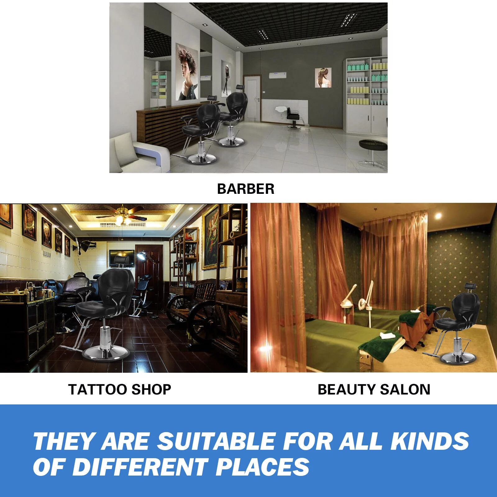 Artist hand Black All Purpose Hydraulic Barber Chair Reclining Hair Stylist Salon Equipment for Barbershop