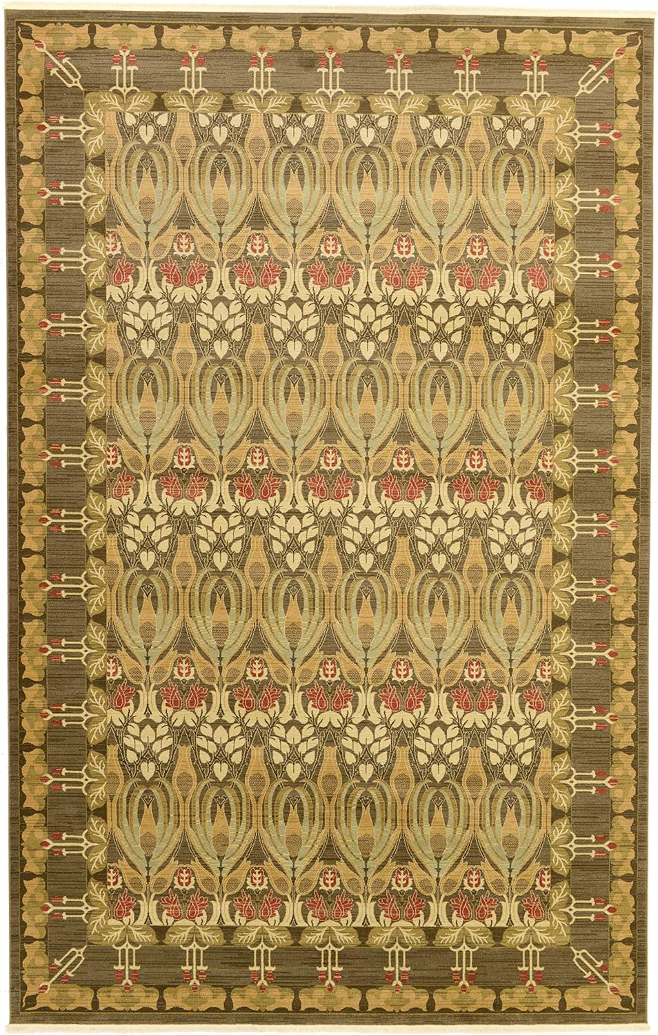 Unique Loom Edinburgh Collection Area Rug - Canmore (10' 6" x 16' 5" Rectangle, Brown/ Light Blue)